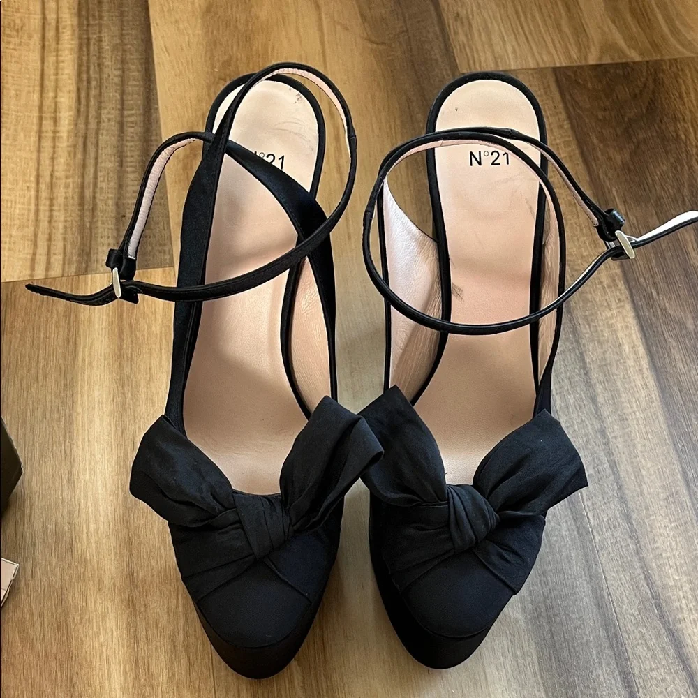 N21 Numero Ventuno Faille Seta 999 Nero Platform Heels EU 39 (US‎ 8) NWOT